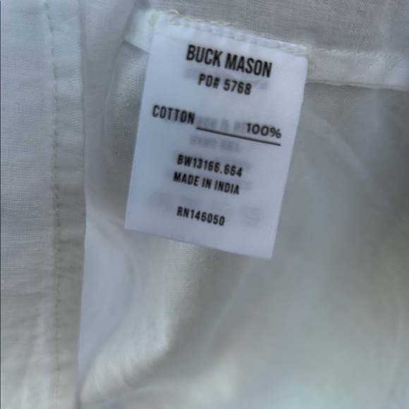 Buck Mason White Cotton Blouse Vacation Resortwear Resort Beach Business Casual - Picture 3 of 4